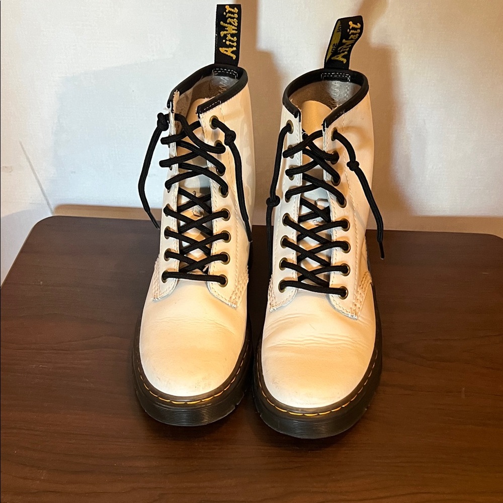 Dr. Martens White Boots with Black Laces